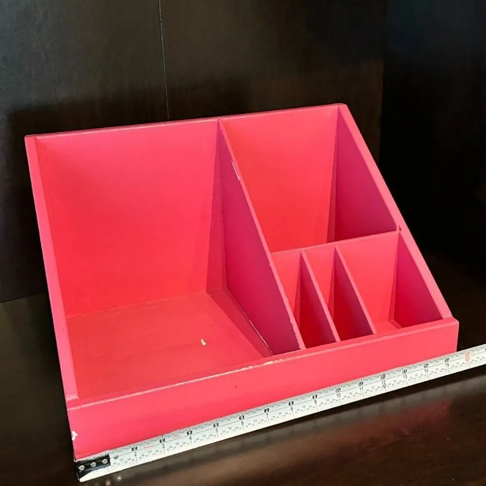 DESK ORGANIZER - Custom Made Solid Wood - HOT PINK